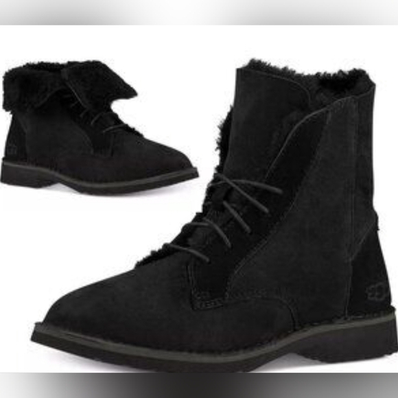 UGG Shoes - UGG Quincy Suede Shearling Lined Lace-Up Ankle Boots NIBox Size 8 MSRP $170
